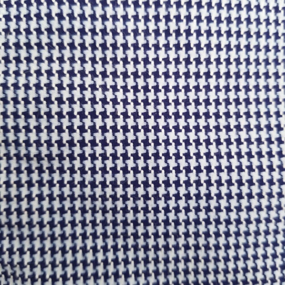Womens GAP Long-Sleeve Fitted Shirt Sz M 100% Cotton Dark Navy Blu Houndstooth - Picture 14 of 15